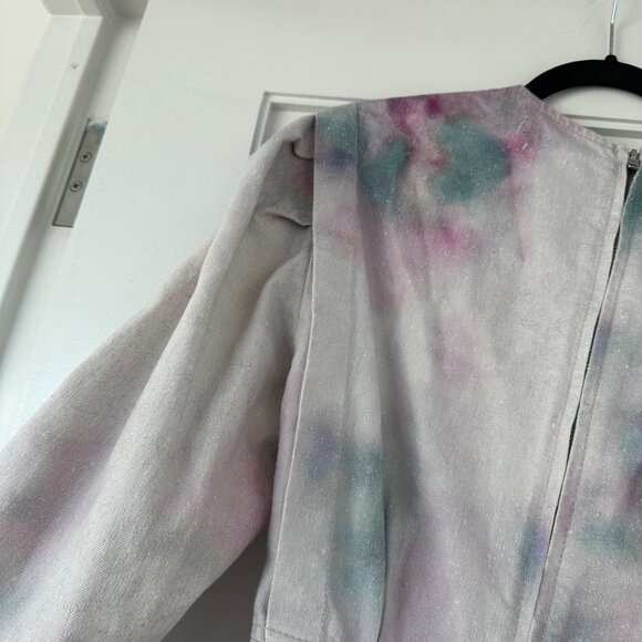 NWT Isabel Marant Étoile Lacanau Denim Mini Dress in Celaton Tie-dye Button-Cuff - Picture 10 of 10